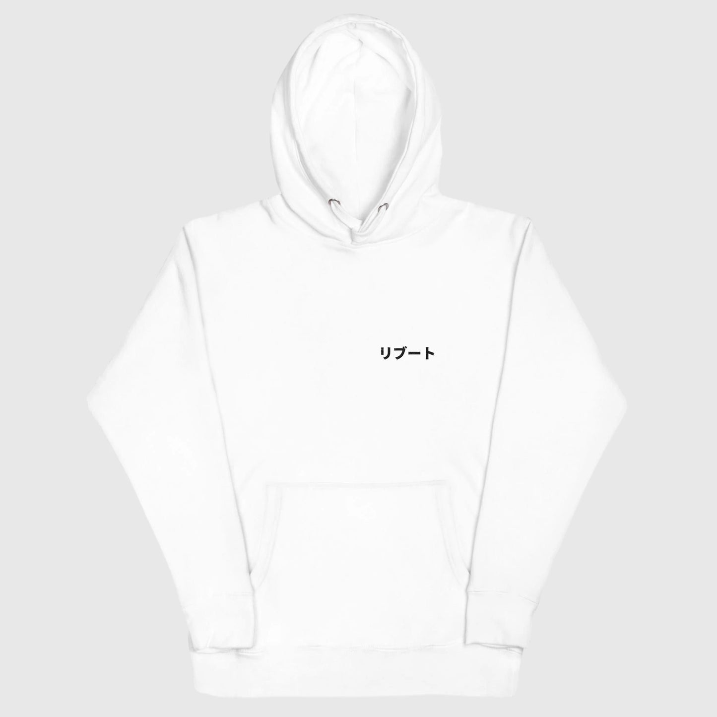 Sweat streetwear noir Reboot Tokyo, inspiration japon cyber et techwear, design sector 07, blanc, vue de face.