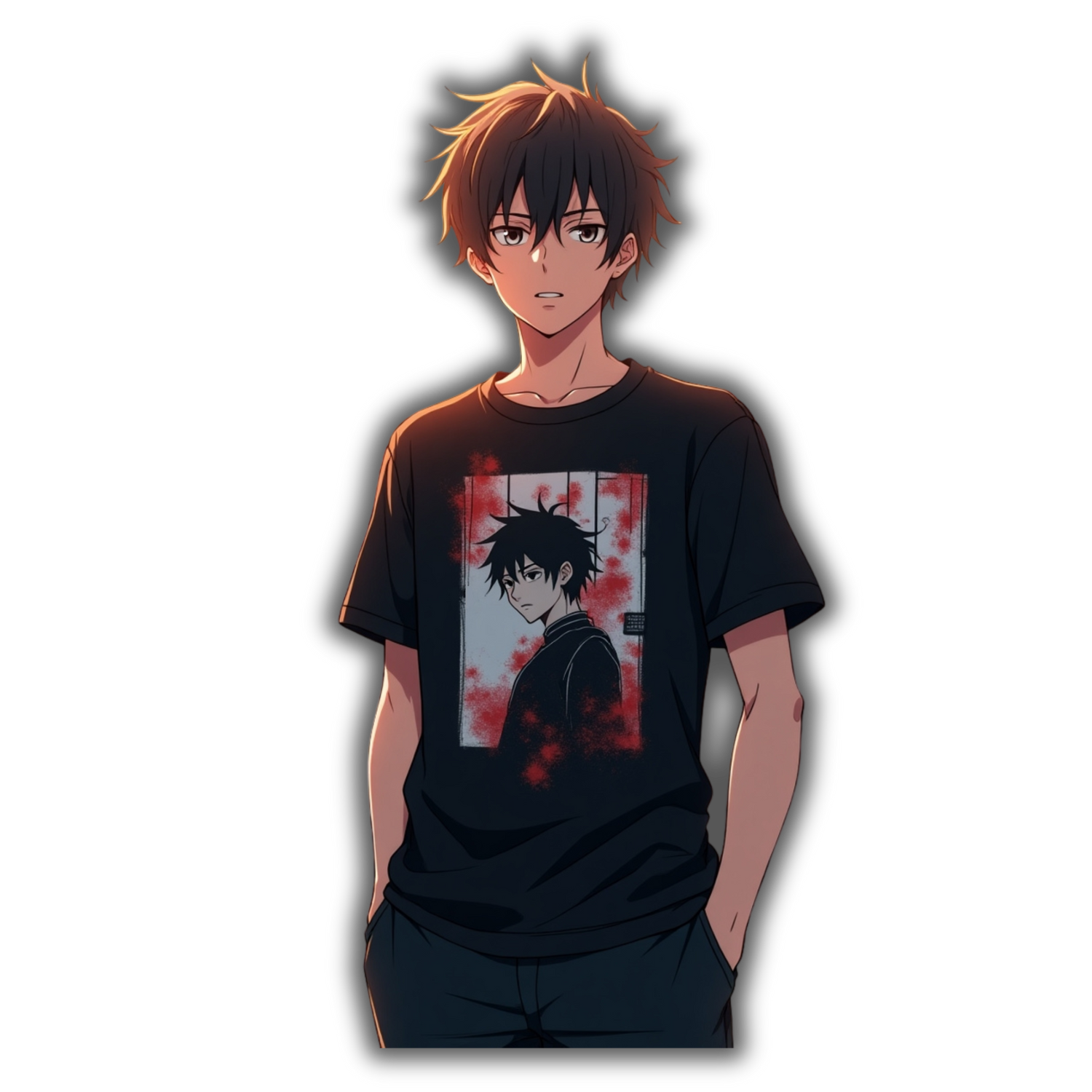 T-shirt manga homme style japonais otaku avec personnage stylisé