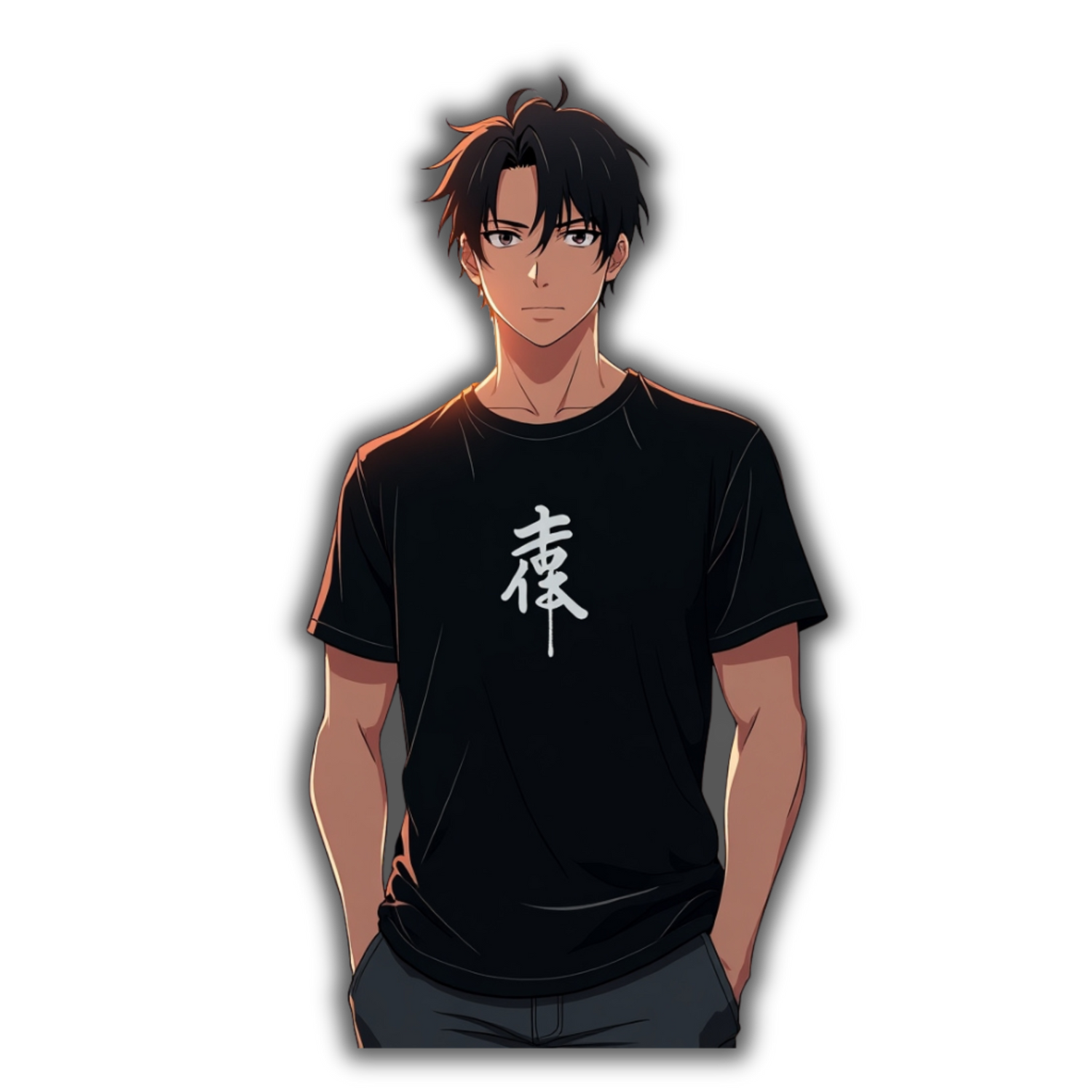 T-shirt streetwear japonais avec personnage manga ambiance urbaine