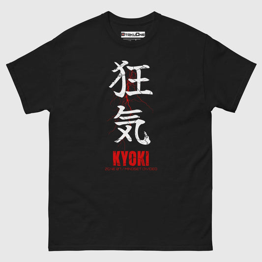 T-shirt streetwear KYOKI, design japonais zone 07, ambiance mentale divisée et artistique, noir.
